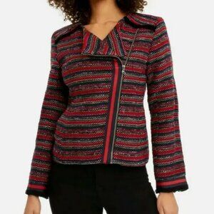 Trina Turk Yamato Jacket Women's Designer Jacket Textured Full Asymetrical Zip 6